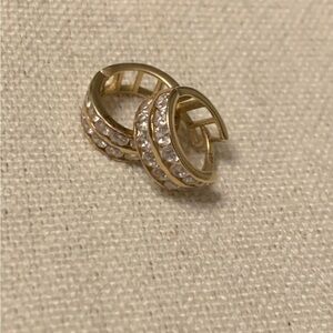 14k Gold diamond Hoop Earrings - Elegant Women's Jewelry